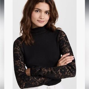 COSTUME NATIONAL Black Lace Sleeve Top Like New Size M